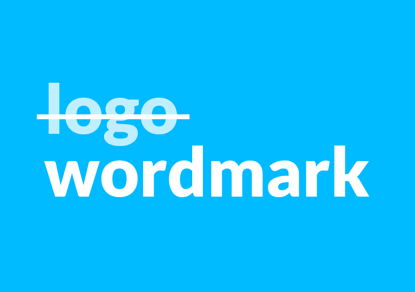 The word "logo" crossed out and replaced with "wordmark"